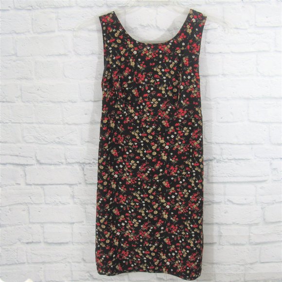 3/$15 R&K Black and Red Floral Mini Dress Sz Small - Picture 1 of 6